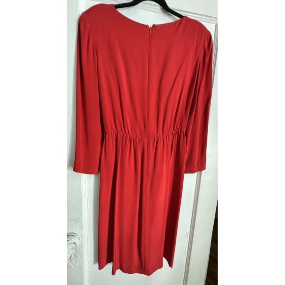 Vintage Red 100% Silk Dress Size 12 Eighties Glam Dynasty Luxury 80’s Sexy Class - Picture 2 of 4
